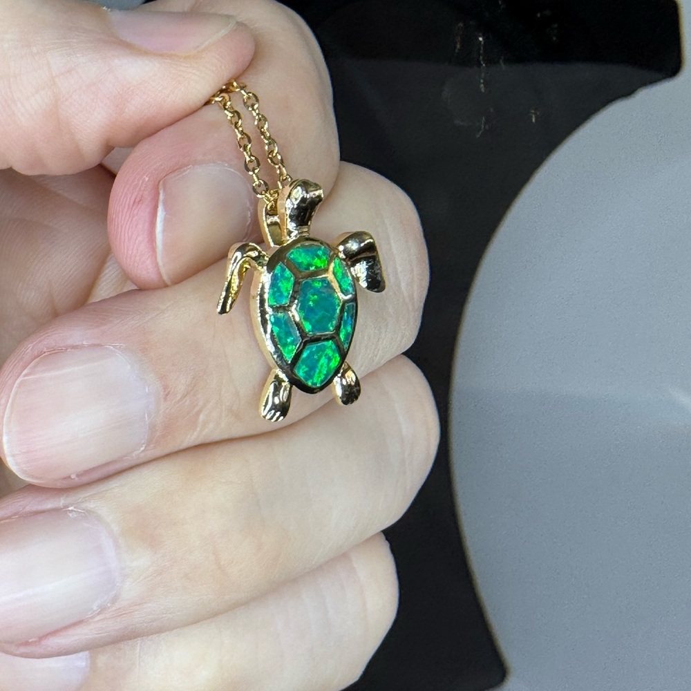 Gold Opal Stone Necklace - Picture 4 of 6